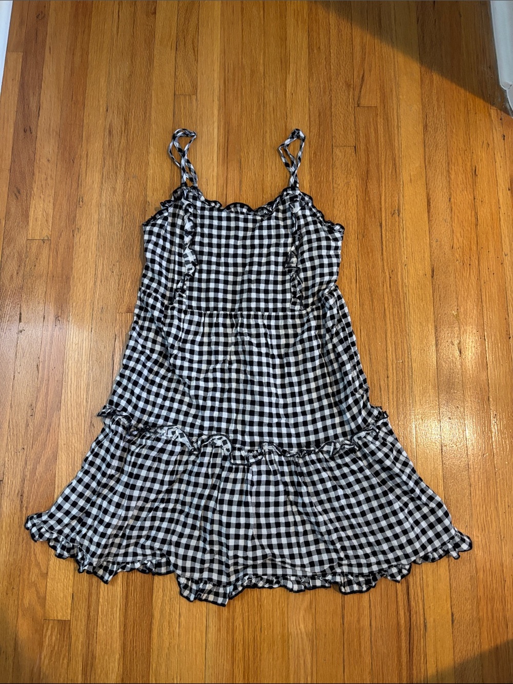 miami Black & White Gingham Ruffle Sundress